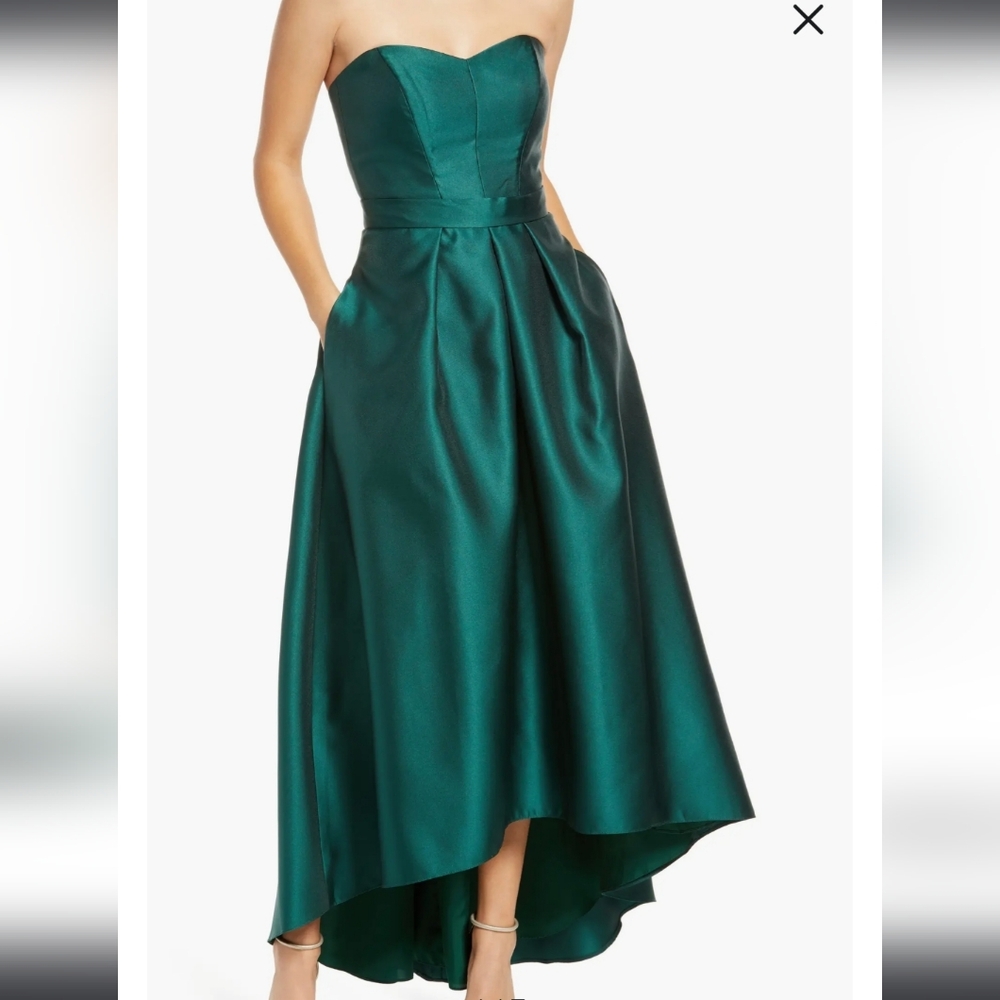 ALFRED SUNG Strapless Teal Dress